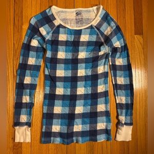 SO Juniors Blue Plaid Thermal | Size Small | 100% Cotton